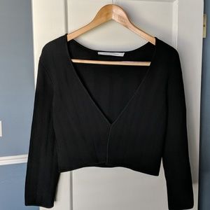 Diane Von Furstenberg Black Cropped Cardigan